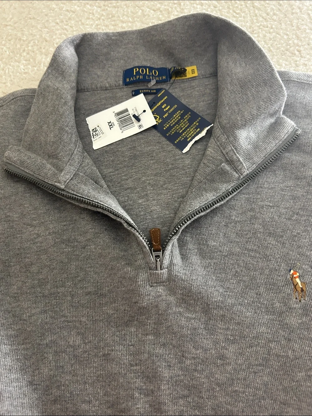 Polo Ralph Lauren Estate Rib Sweater in Classic Grey Size XXL